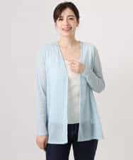 F1CGD40130 MK MICHEL KLEIN(小さいサイズ)(メゾン ドゥ サンク) 【小さいサイズ】コットン混シアーラメカーディガン/洗える ライトブルー