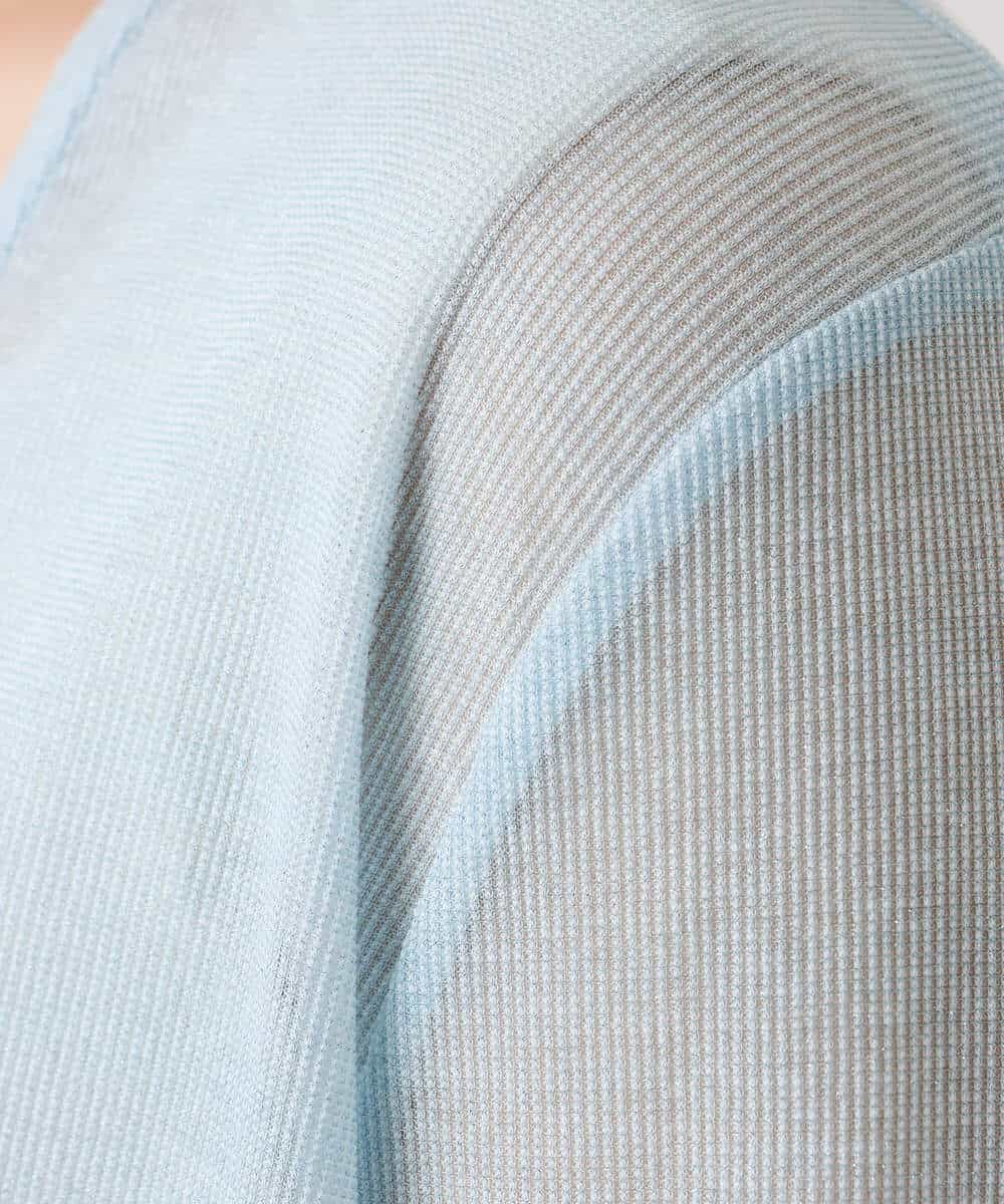 F1CGD40130 MK MICHEL KLEIN(小さいサイズ)(メゾン ドゥ サンク) 【小さいサイズ】コットン混シアーラメカーディガン/洗える ライトブルー