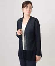 F1CGD40130 MK MICHEL KLEIN(小さいサイズ)(メゾン ドゥ サンク) 【小さいサイズ】コットン混シアーラメカーディガン/洗える ライトブルー