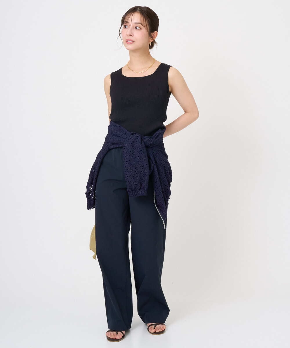 F1CGD40180 MK MICHEL KLEIN(小さいサイズ)(メゾン ドゥ サンク) 【小さいサイズ】花柄ラッセルレースジップアップブルゾン/洗える ネイビー