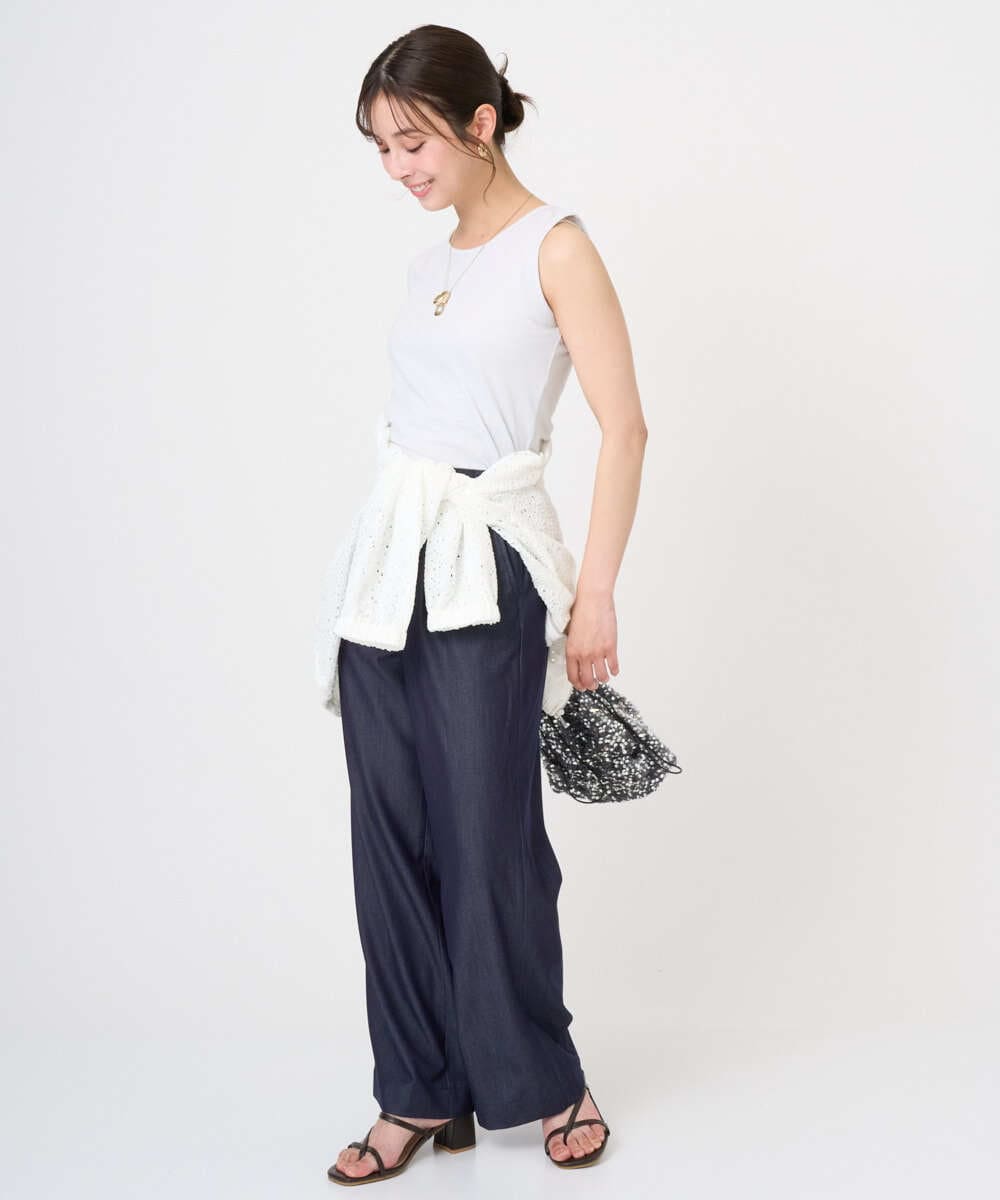 F1CGD40180 MK MICHEL KLEIN(小さいサイズ)(メゾン ドゥ サンク) 【小さいサイズ】花柄ラッセルレースジップアップブルゾン/洗える ネイビー
