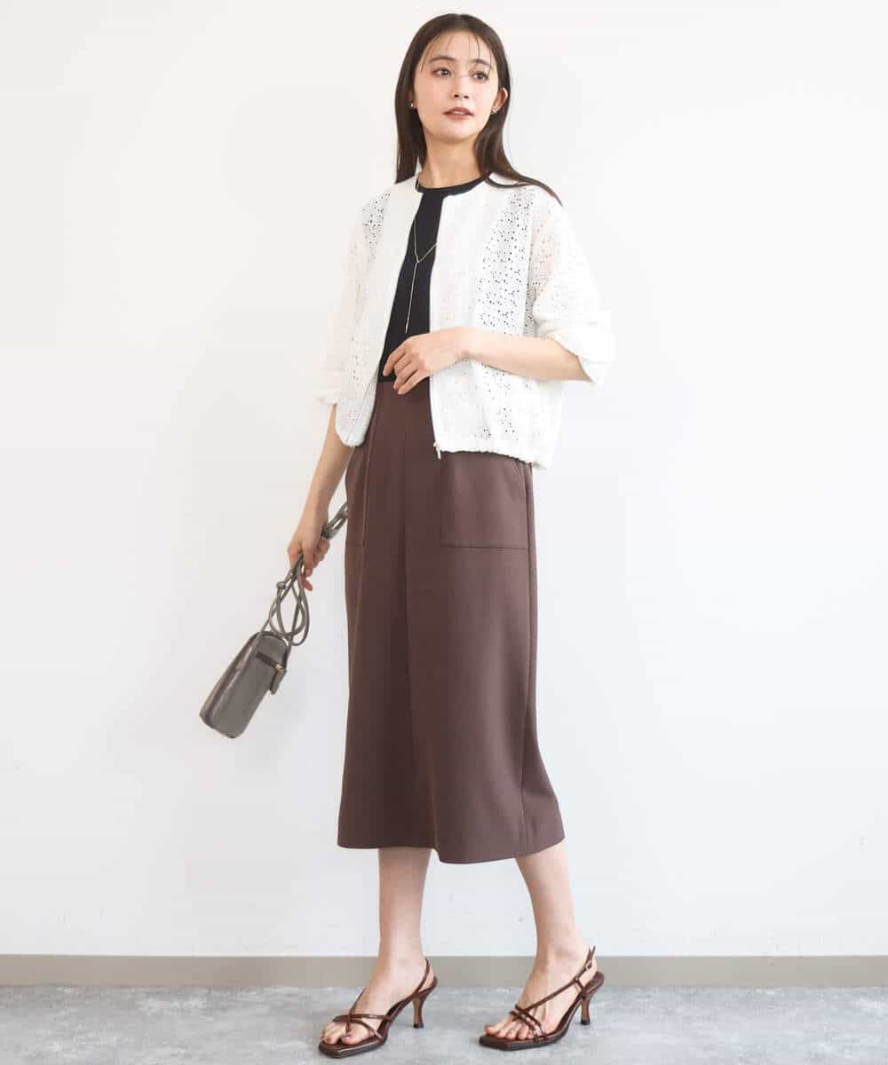 F1CGD40180 MK MICHEL KLEIN(小さいサイズ)(メゾン ドゥ サンク) 【小さいサイズ】花柄ラッセルレースジップアップブルゾン/洗える ネイビー