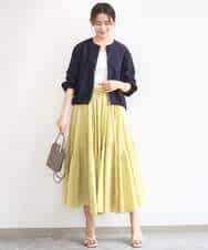 F1CGD40180 MK MICHEL KLEIN(小さいサイズ)(メゾン ドゥ サンク) 【小さいサイズ】花柄ラッセルレースジップアップブルゾン/洗える ネイビー