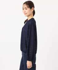 F1CGD40180 MK MICHEL KLEIN(小さいサイズ)(メゾン ドゥ サンク) 【小さいサイズ】花柄ラッセルレースジップアップブルゾン/洗える ネイビー