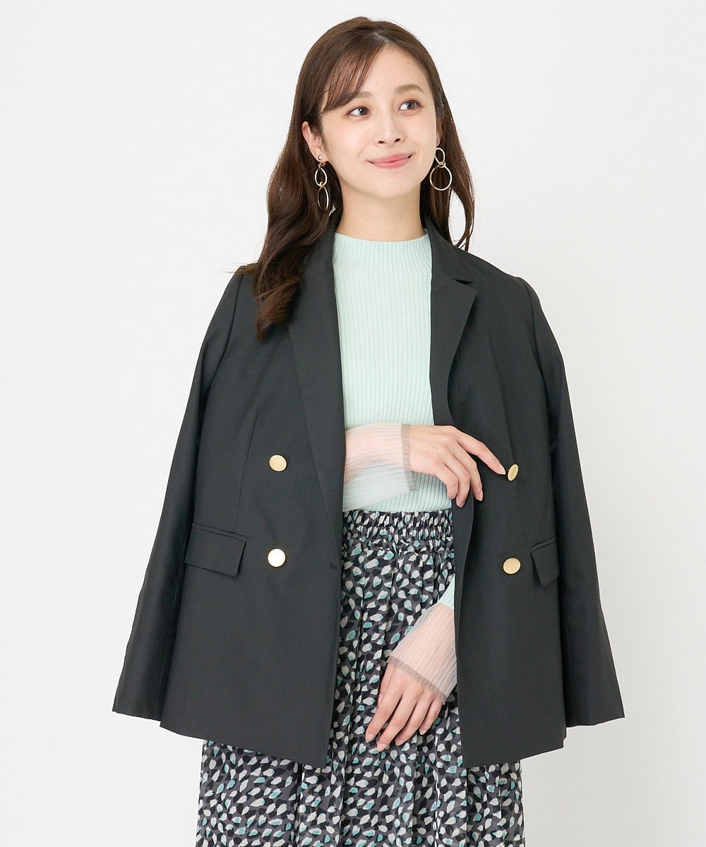F1DAA36230 MK MICHEL KLEIN(小さいサイズ)(メゾン ドゥ サンク) 【小さいサイズ】ダブルブレストジャケット（チェック・無地）/洗える ブラウン（チェック）