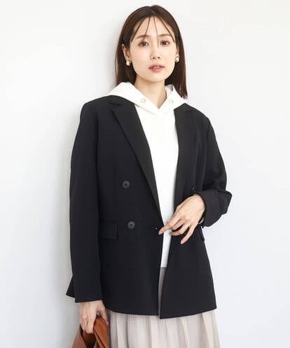 F1DAE45230 MK MICHEL KLEIN(小さいサイズ) 【小さいサイズ】ダブルブレストジャケット/洗える
