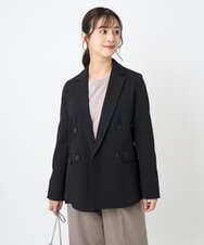 F1DAE45230 MK MICHEL KLEIN(小さいサイズ)(メゾン ドゥ サンク) 【小さいサイズ】ダブルブレストジャケット/洗える ブラック