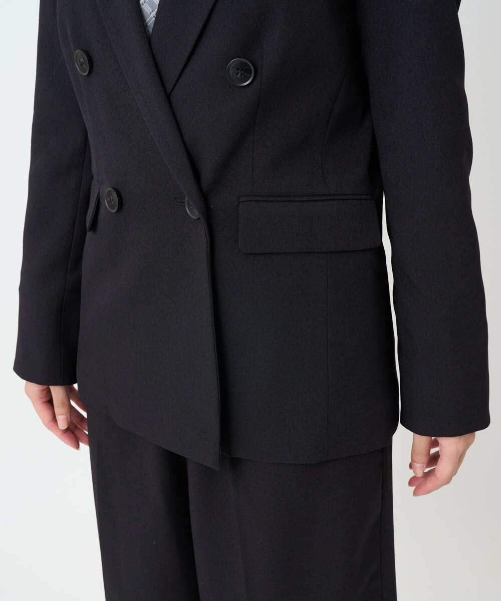 F1DAE45230 MK MICHEL KLEIN(小さいサイズ)(メゾン ドゥ サンク) 【小さいサイズ】ダブルブレストジャケット/洗える ブラック