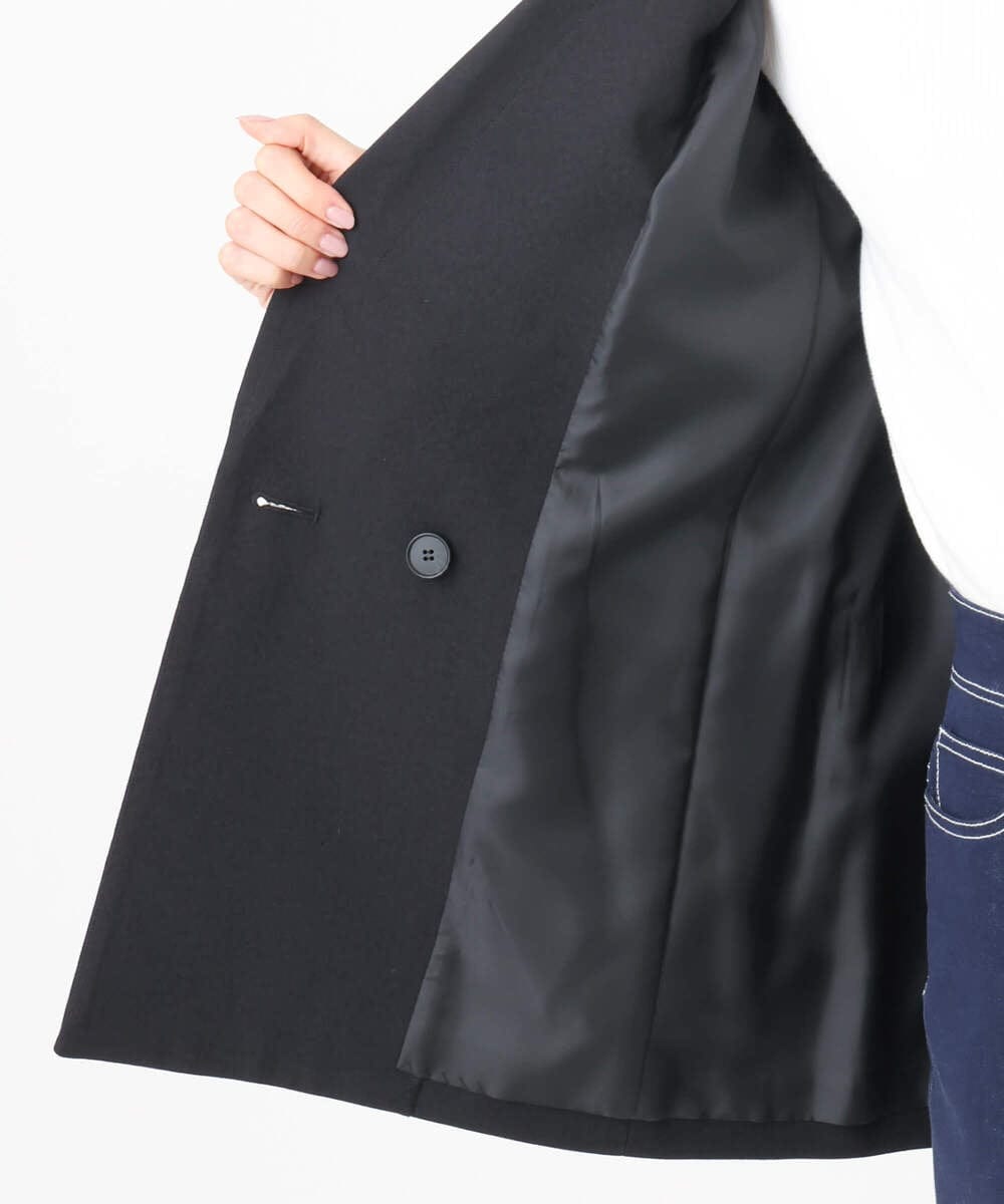 F1DAE45230 MK MICHEL KLEIN(小さいサイズ)(メゾン ドゥ サンク) 【小さいサイズ】ダブルブレストジャケット/洗える ブラック