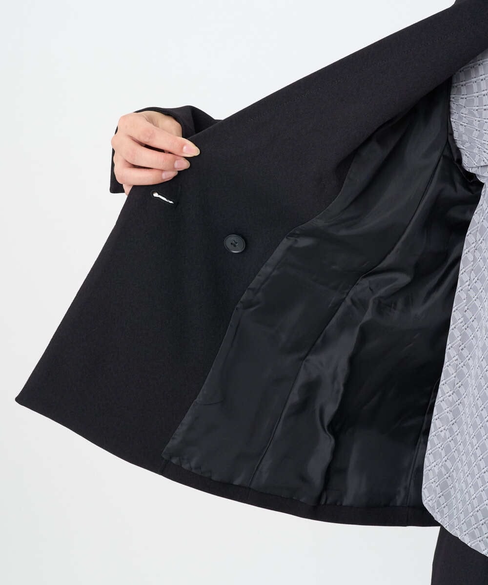 F1DAE45230 MK MICHEL KLEIN(小さいサイズ)(メゾン ドゥ サンク) 【小さいサイズ】ダブルブレストジャケット/洗える ブラック