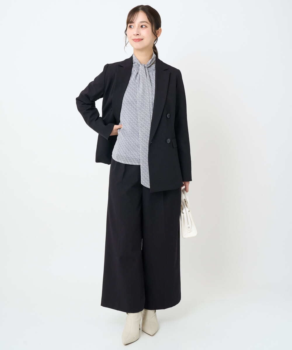 F1DAE45230 MK MICHEL KLEIN(小さいサイズ)(メゾン ドゥ サンク) 【小さいサイズ】ダブルブレストジャケット/洗える ブラック