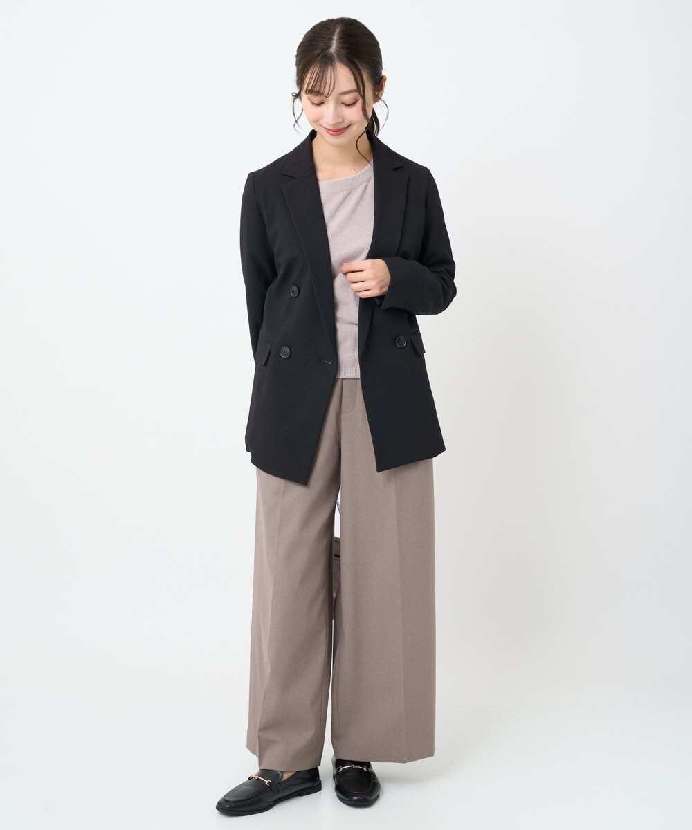 F1DAE45230 MK MICHEL KLEIN(小さいサイズ)(メゾン ドゥ サンク) 【小さいサイズ】ダブルブレストジャケット/洗える ブラック