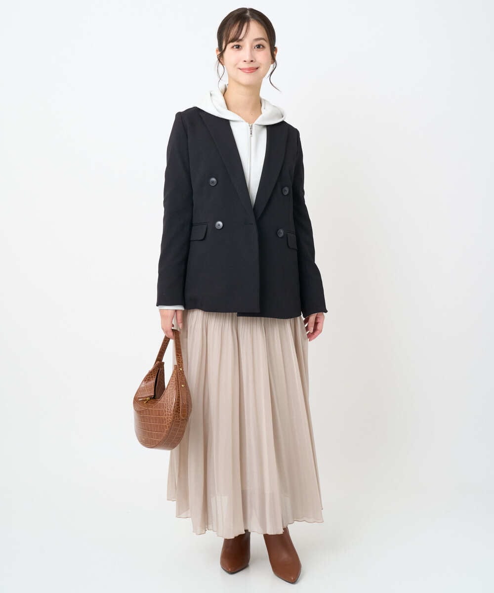 F1DAE45230 MK MICHEL KLEIN(小さいサイズ)(メゾン ドゥ サンク) 【小さいサイズ】ダブルブレストジャケット/洗える ブラック