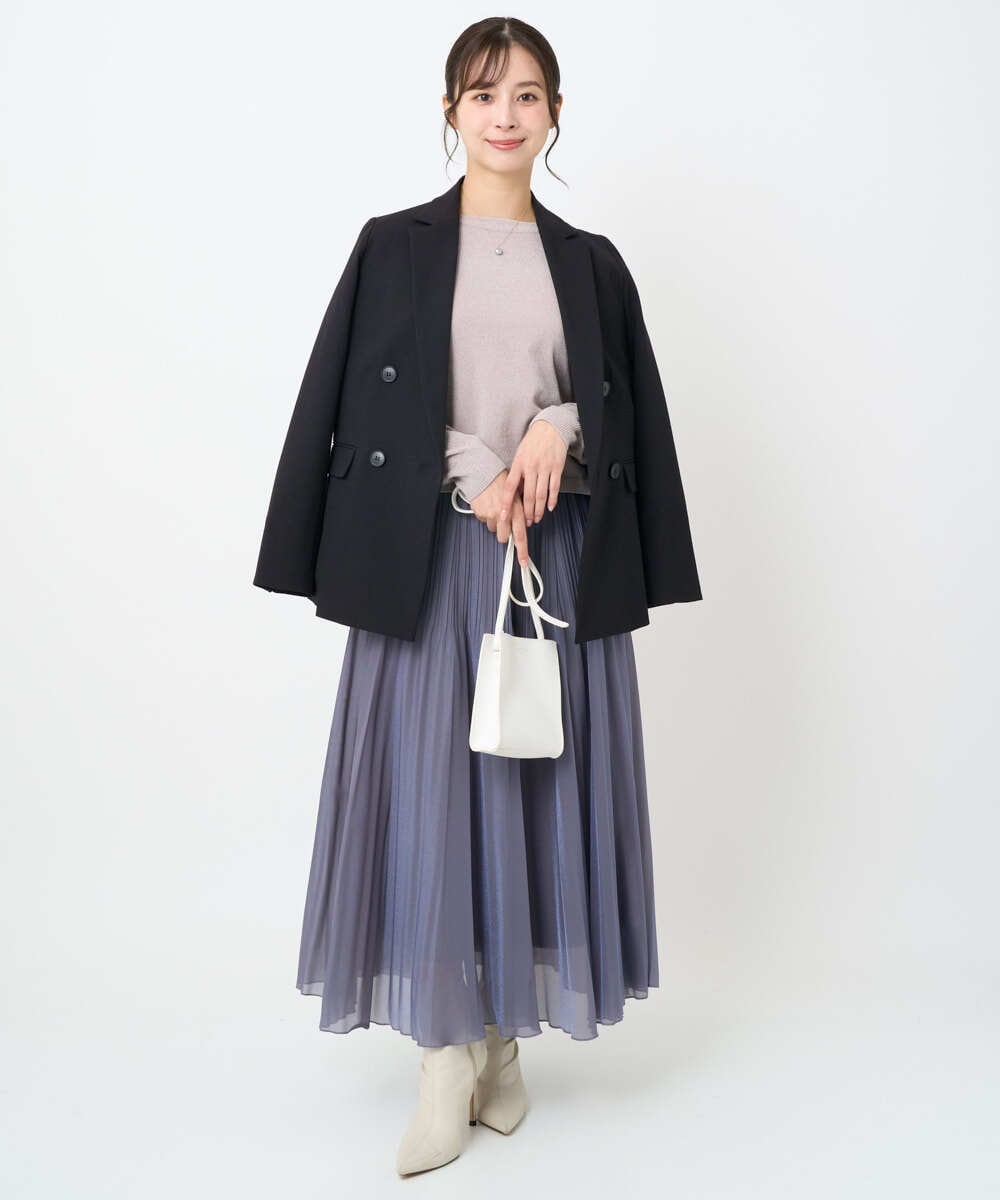 F1DAE45230 MK MICHEL KLEIN(小さいサイズ)(メゾン ドゥ サンク) 【小さいサイズ】ダブルブレストジャケット/洗える ブラック