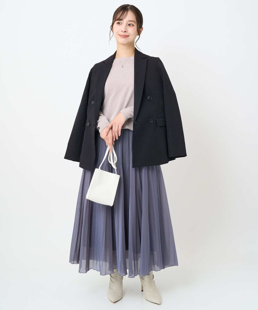 F1DAE45230 MK MICHEL KLEIN(小さいサイズ)(メゾン ドゥ サンク) 【小さいサイズ】ダブルブレストジャケット/洗える ブラック