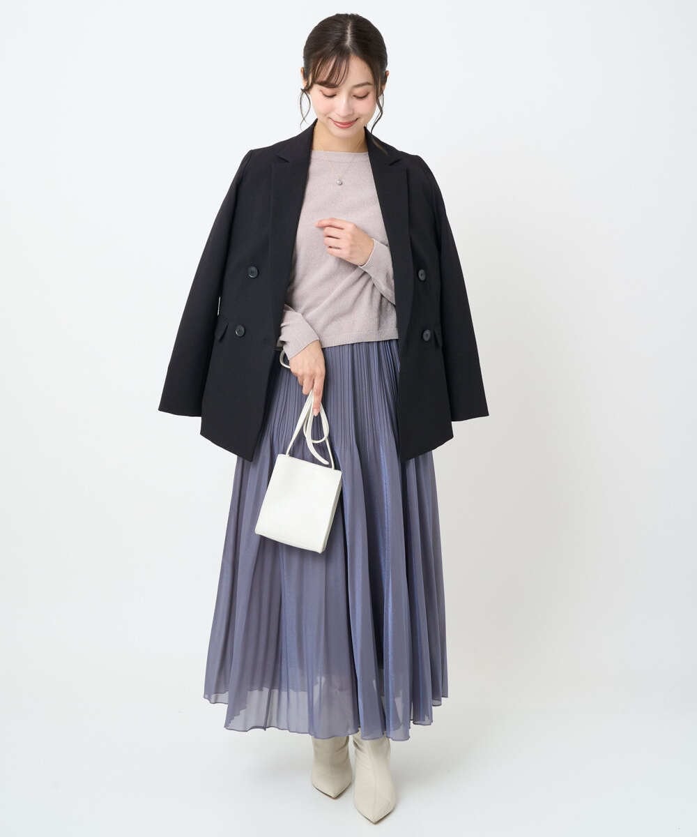 F1DAE45230 MK MICHEL KLEIN(小さいサイズ)(メゾン ドゥ サンク) 【小さいサイズ】ダブルブレストジャケット/洗える ブラック