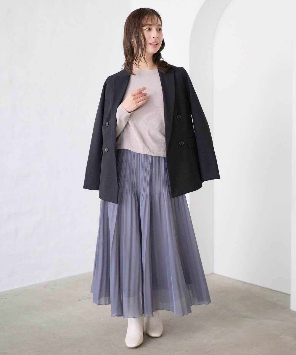 F1DAE45230 MK MICHEL KLEIN(小さいサイズ)(メゾン ドゥ サンク) 【小さいサイズ】ダブルブレストジャケット/洗える ブラック