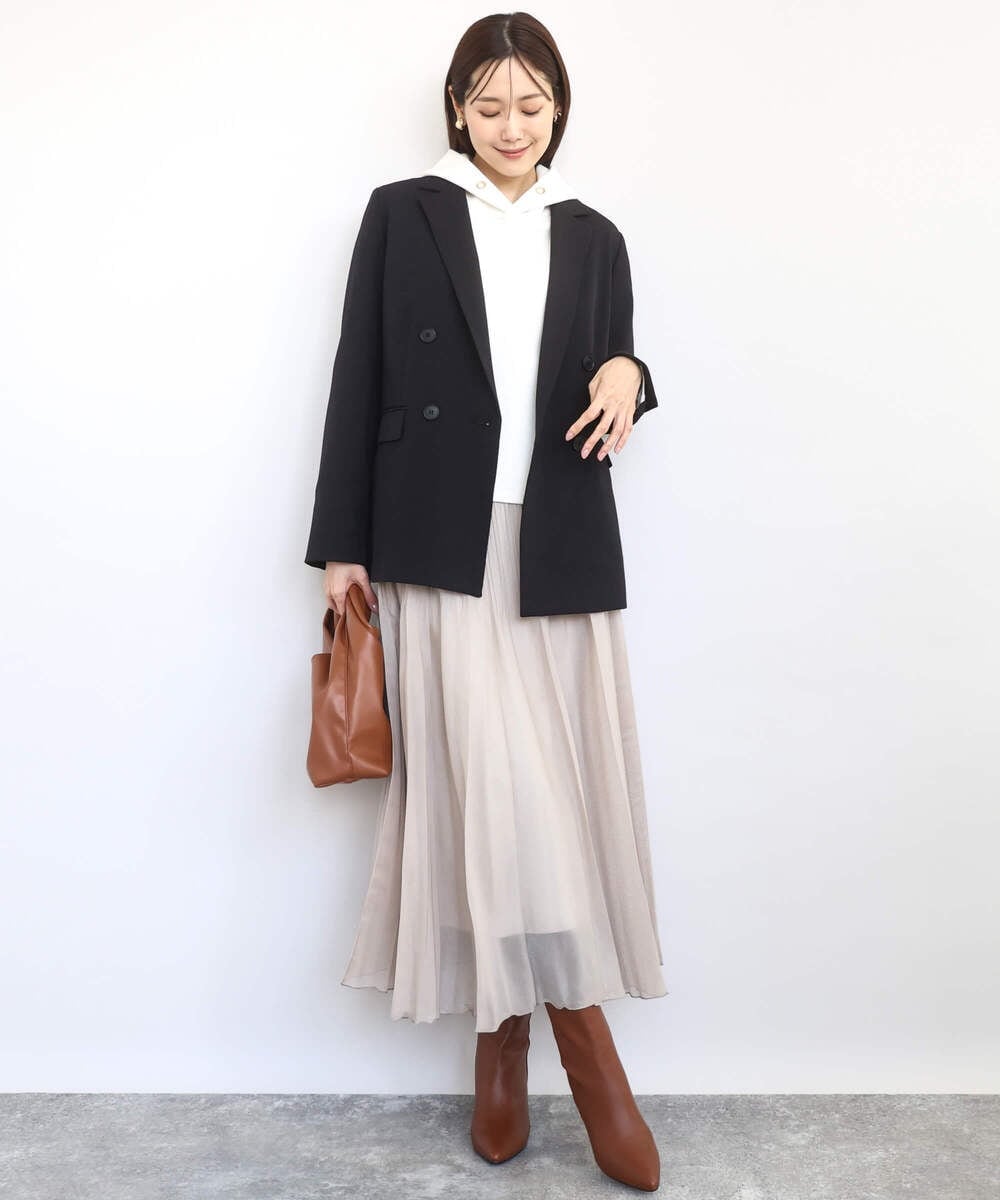 F1DAE45230 MK MICHEL KLEIN(小さいサイズ)(メゾン ドゥ サンク) 【小さいサイズ】ダブルブレストジャケット/洗える ブラック
