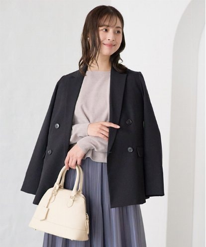 F1DAE45230 MK MICHEL KLEIN(小さいサイズ) 【小さいサイズ】ダブルブレストジャケット/洗える