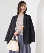 F1DAE45230 MK MICHEL KLEIN(小さいサイズ)(メゾン ドゥ サンク) 【小さいサイズ】ダブルブレストジャケット/洗える ブラック