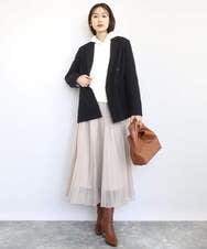 F1DAE45230 MK MICHEL KLEIN(小さいサイズ)(メゾン ドゥ サンク) 【小さいサイズ】ダブルブレストジャケット/洗える ブラック