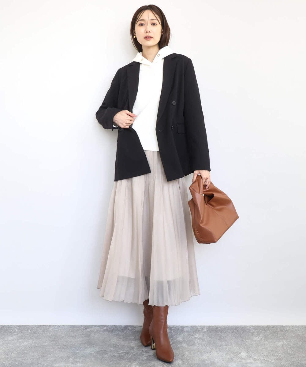 F1DAE45230 MK MICHEL KLEIN(小さいサイズ)(メゾン ドゥ サンク) 【小さいサイズ】ダブルブレストジャケット/洗える ブラック