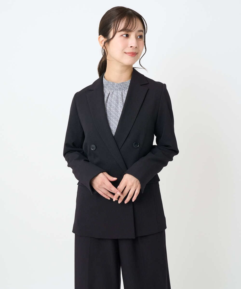 F1DAE45230 MK MICHEL KLEIN(小さいサイズ)(メゾン ドゥ サンク) 【小さいサイズ】ダブルブレストジャケット/洗える ブラック