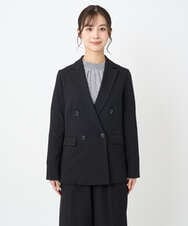 F1DAE45230 MK MICHEL KLEIN(小さいサイズ)(メゾン ドゥ サンク) 【小さいサイズ】ダブルブレストジャケット/洗える ブラック