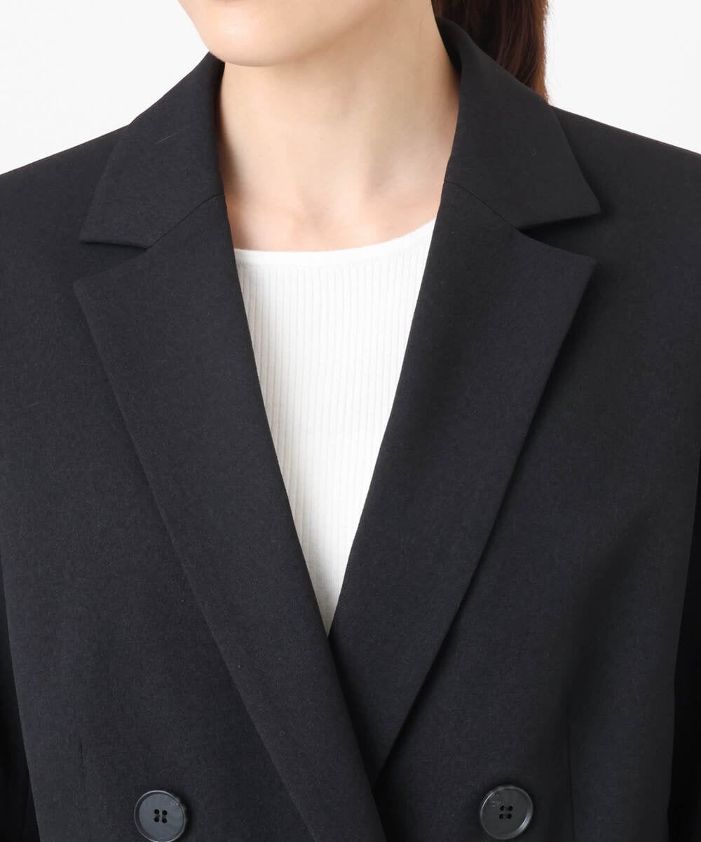 F1DAE45230 MK MICHEL KLEIN(小さいサイズ)(メゾン ドゥ サンク) 【小さいサイズ】ダブルブレストジャケット/洗える ブラック