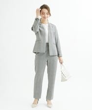 F1DAV38230 MK MICHEL KLEIN(小さいサイズ)(メゾン ドゥ サンク) 【小さいサイズ】カラーレスジャケット(無地・チェック)/洗える ネイビー（無地）