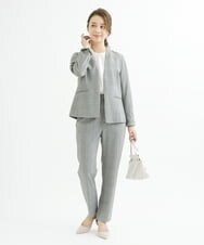 F1DAV38230 MK MICHEL KLEIN(小さいサイズ)(メゾン ドゥ サンク) 【小さいサイズ】カラーレスジャケット(無地・チェック)/洗える ネイビー（無地）