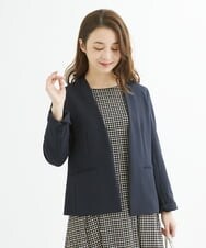 F1DAV38230 MK MICHEL KLEIN(小さいサイズ)(メゾン ドゥ サンク) 【小さいサイズ】カラーレスジャケット(無地・チェック)/洗える ネイビー（無地）