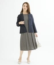 F1DAV38230 MK MICHEL KLEIN(小さいサイズ)(メゾン ドゥ サンク) 【小さいサイズ】カラーレスジャケット(無地・チェック)/洗える ネイビー（無地）