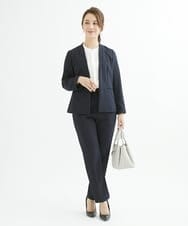 F1DAV38230 MK MICHEL KLEIN(小さいサイズ)(メゾン ドゥ サンク) 【小さいサイズ】カラーレスジャケット(無地・チェック)/洗える ネイビー（無地）