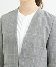 F1DAV38230 MK MICHEL KLEIN(小さいサイズ)(メゾン ドゥ サンク) 【小さいサイズ】カラーレスジャケット(無地・チェック)/洗える ネイビー（無地）