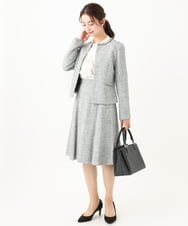 F1DDV91230 MK MICHEL KLEIN(小さいサイズ)(メゾン ドゥ サンク) 【小さいサイズ】ノーカラーラメツイードジャケット/洗える ネイビー