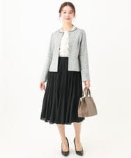 F1DDV91230 MK MICHEL KLEIN(小さいサイズ)(メゾン ドゥ サンク) 【小さいサイズ】ノーカラーラメツイードジャケット/洗える ネイビー