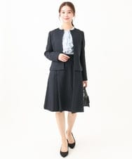 F1DDV91230 MK MICHEL KLEIN(小さいサイズ)(メゾン ドゥ サンク) 【小さいサイズ】ノーカラーラメツイードジャケット/洗える ネイビー