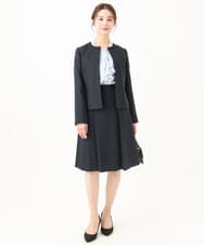 F1DDV91230 MK MICHEL KLEIN(小さいサイズ)(メゾン ドゥ サンク) 【小さいサイズ】ノーカラーラメツイードジャケット/洗える ネイビー