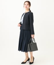 F1DDV91230 MK MICHEL KLEIN(小さいサイズ)(メゾン ドゥ サンク) 【小さいサイズ】ノーカラーラメツイードジャケット/洗える ネイビー