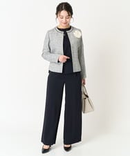 F1DDV91230 MK MICHEL KLEIN(小さいサイズ)(メゾン ドゥ サンク) 【小さいサイズ】ノーカラーラメツイードジャケット/洗える ネイビー