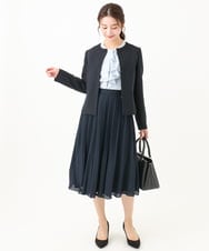 F1DDV91230 MK MICHEL KLEIN(小さいサイズ)(メゾン ドゥ サンク) 【小さいサイズ】ノーカラーラメツイードジャケット/洗える ネイビー