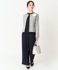F1DDV91230 MK MICHEL KLEIN(小さいサイズ)(メゾン ドゥ サンク) 【小さいサイズ】ノーカラーラメツイードジャケット/洗える ネイビー