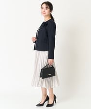 F1DDV91230 MK MICHEL KLEIN(小さいサイズ)(メゾン ドゥ サンク) 【小さいサイズ】ノーカラーラメツイードジャケット/洗える ネイビー