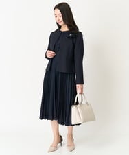 F1DDV91230 MK MICHEL KLEIN(小さいサイズ)(メゾン ドゥ サンク) 【小さいサイズ】ノーカラーラメツイードジャケット/洗える ネイビー