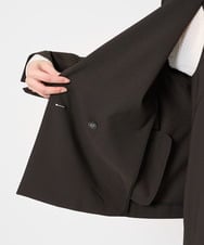 F1DFA30230 MK MICHEL KLEIN(小さいサイズ)(メゾン ドゥ サンク) 【小さいサイズ】リネンライク ダブルブレストジャケット/洗える グレージュ