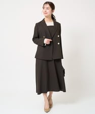 F1DFA30230 MK MICHEL KLEIN(小さいサイズ)(メゾン ドゥ サンク) 【小さいサイズ】リネンライク ダブルブレストジャケット/洗える グレージュ