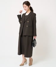 F1DFA30230 MK MICHEL KLEIN(小さいサイズ)(メゾン ドゥ サンク) 【小さいサイズ】リネンライク ダブルブレストジャケット/洗える グレージュ