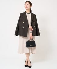 F1DFA30230 MK MICHEL KLEIN(小さいサイズ)(メゾン ドゥ サンク) 【小さいサイズ】リネンライク ダブルブレストジャケット/洗える グレージュ