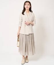 F1DFA30230 MK MICHEL KLEIN(小さいサイズ)(メゾン ドゥ サンク) 【小さいサイズ】リネンライク ダブルブレストジャケット/洗える グレージュ